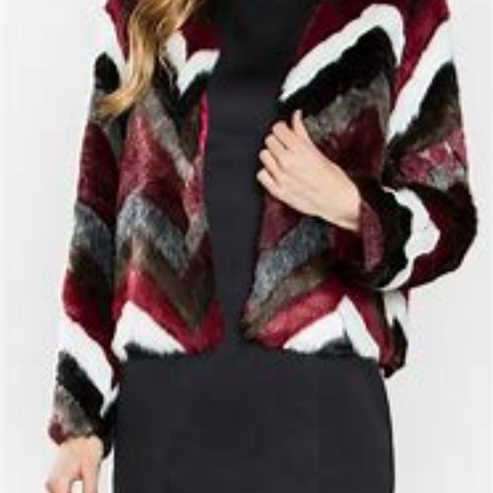 Sugar +Lips Faux Fur Coat Chevron patter NEW LAST FINAL PRICE SALE